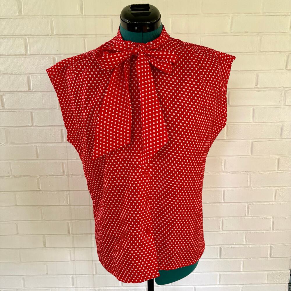 Vintage 70s red polyester blouse